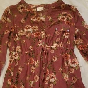 Burgundy Floral Maternity Top